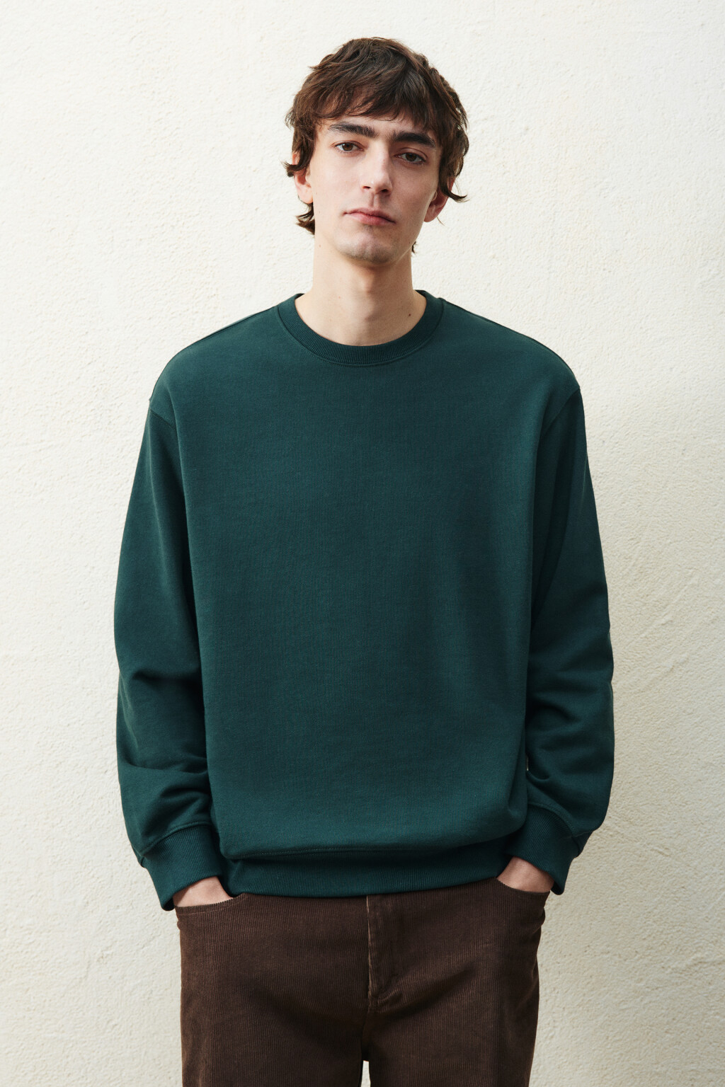 Свитшот базовый из футера - цвет зеленый - 2