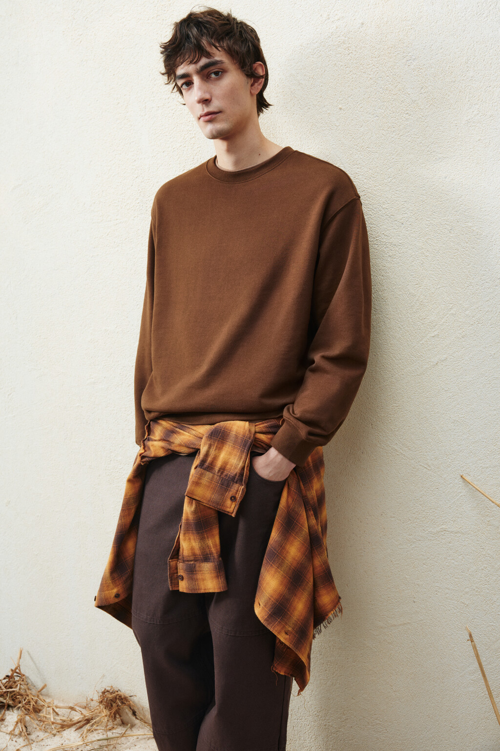 Свитшот базовый из футера - цвет коричневый - 1