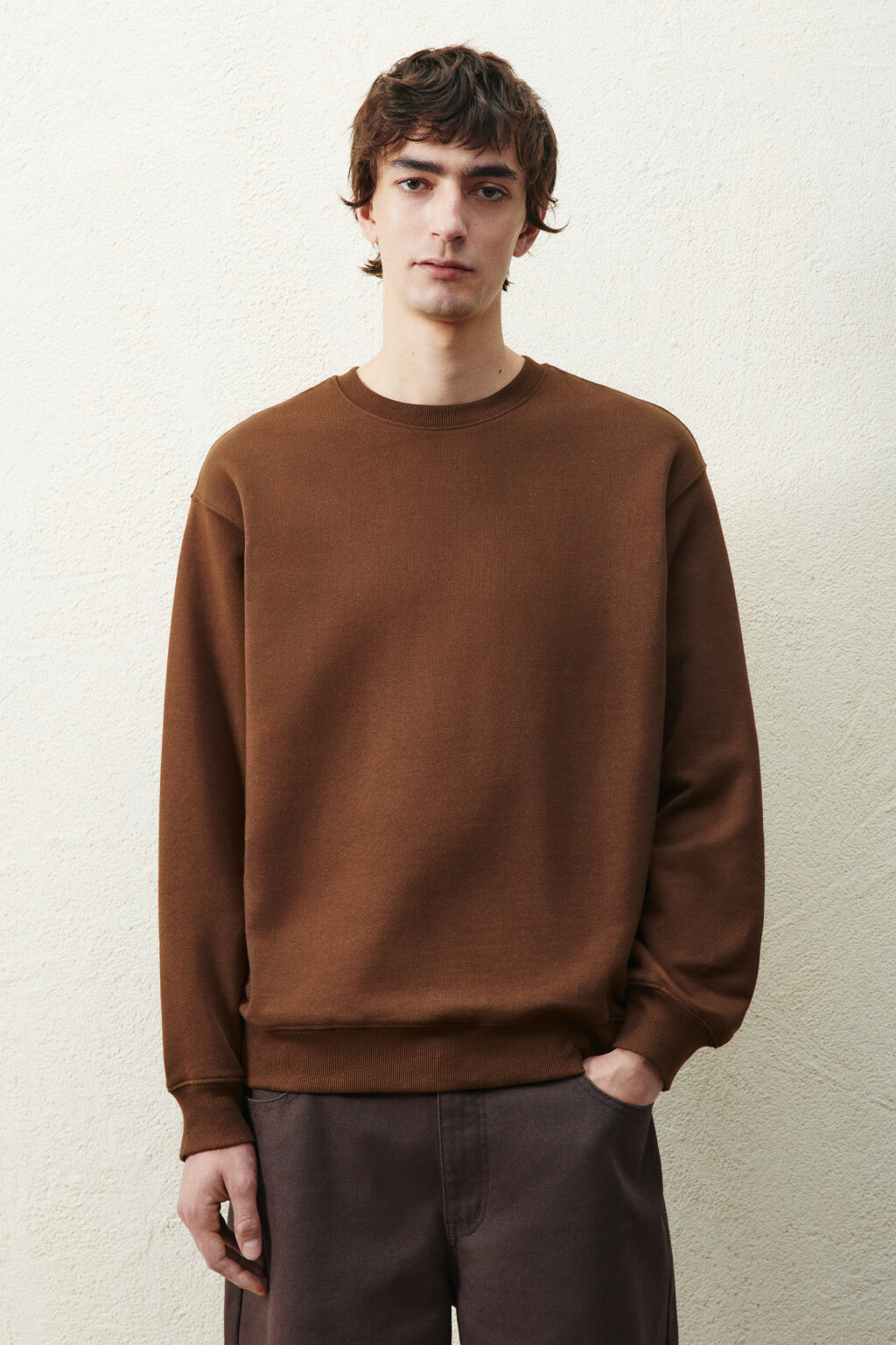 Свитшот базовый из футера - цвет коричневый - 2