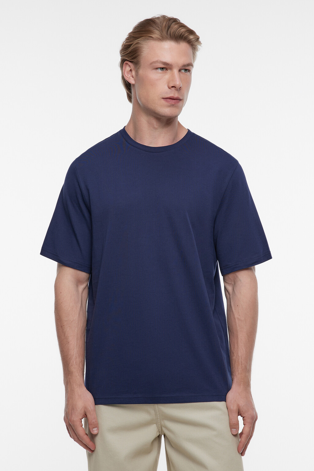 Футболка прямая хлопковая в базовых цветах - цвет синий - 1