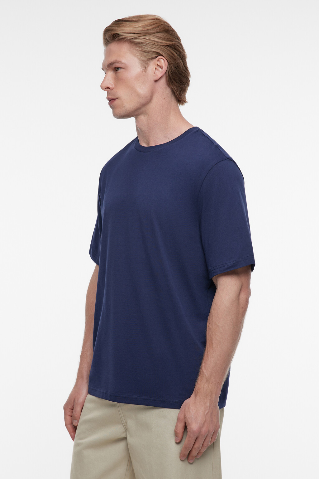 Футболка прямая хлопковая в базовых цветах - цвет синий - 2