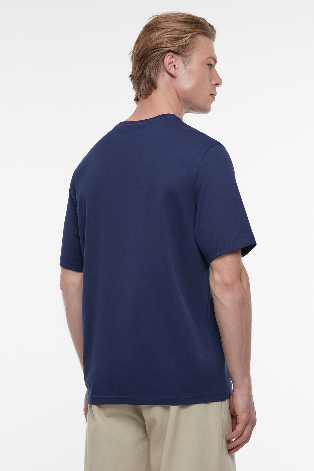 Футболка прямая хлопковая в базовых цветах - цвет синий - 3