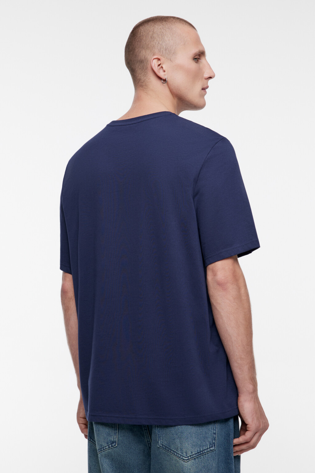 Футболка прямая хлопковая в базовых цветах - цвет синий - 5