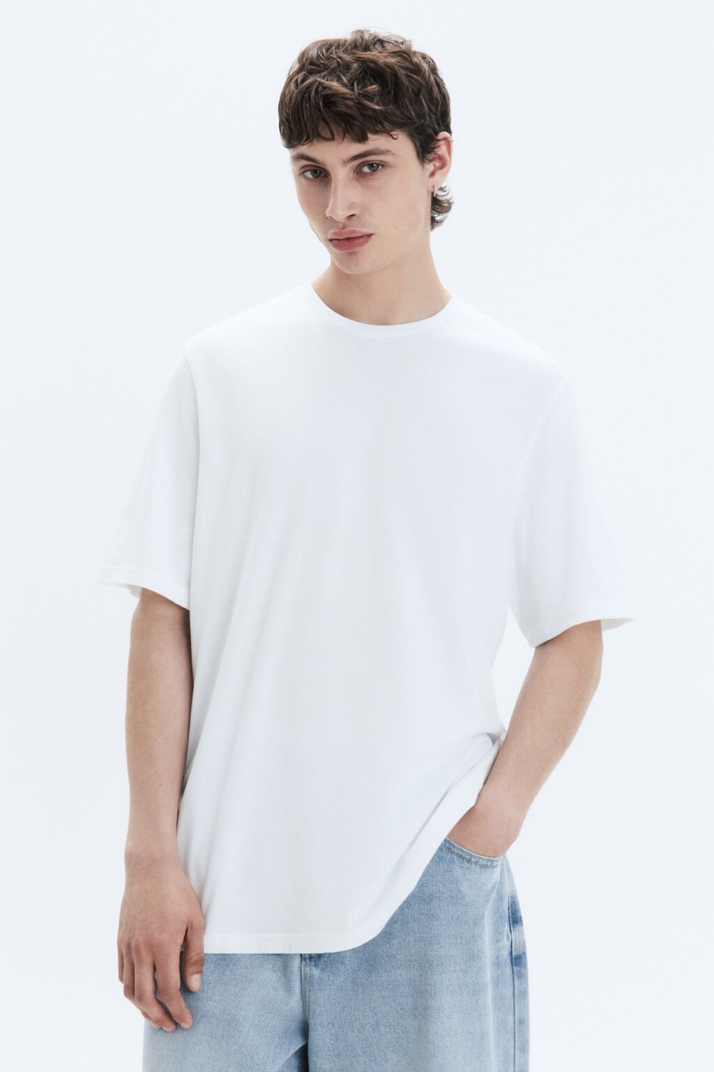 Футболка прямая базовая из хлопка - цвет белый - 2