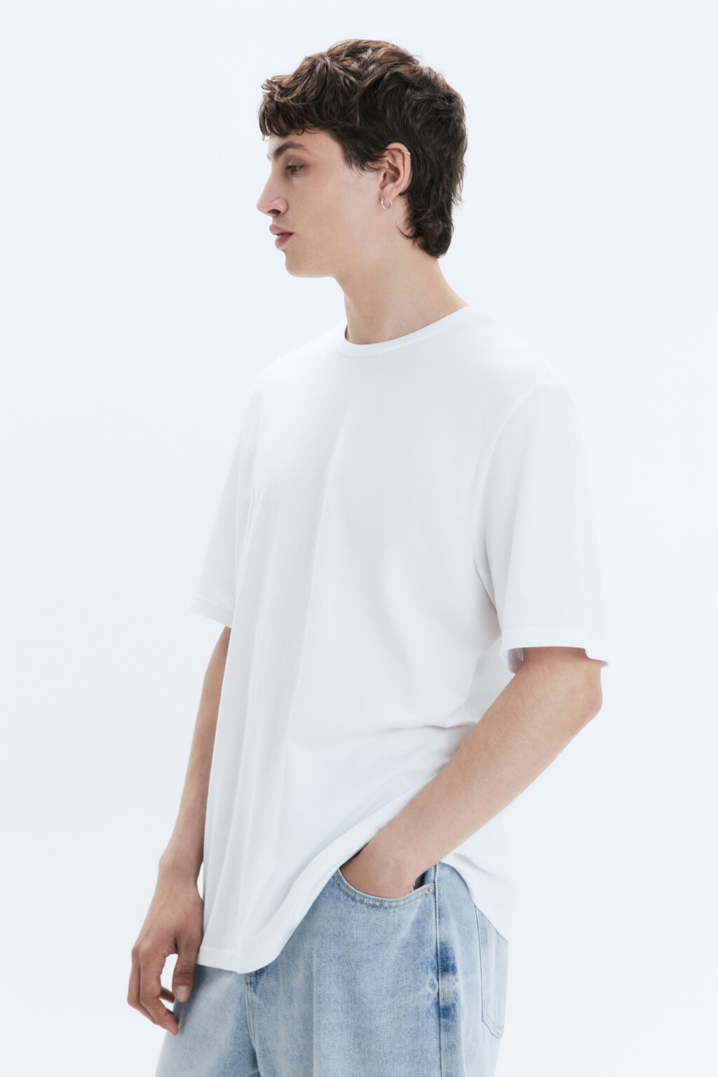 Футболка прямая базовая из хлопка - цвет белый - 3