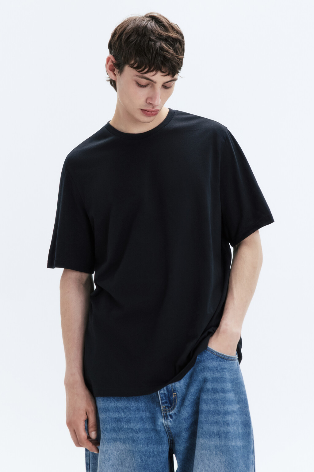 Футболка прямая базовая из хлопка - цвет черный - 2