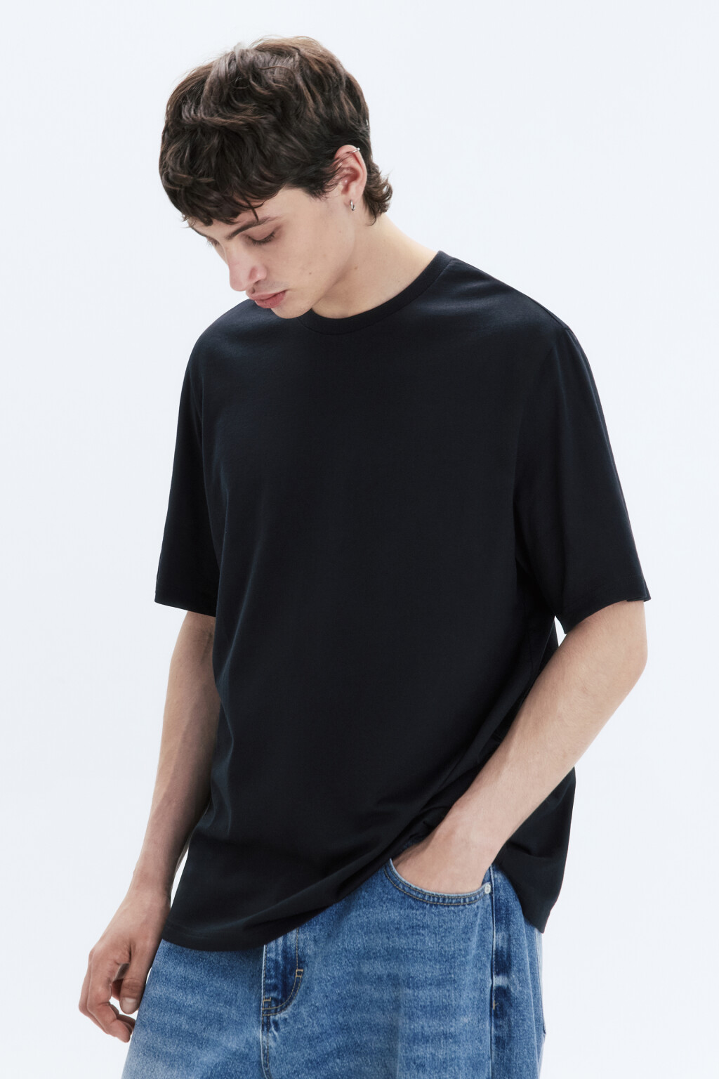 Футболка прямая базовая из хлопка - цвет черный - 3