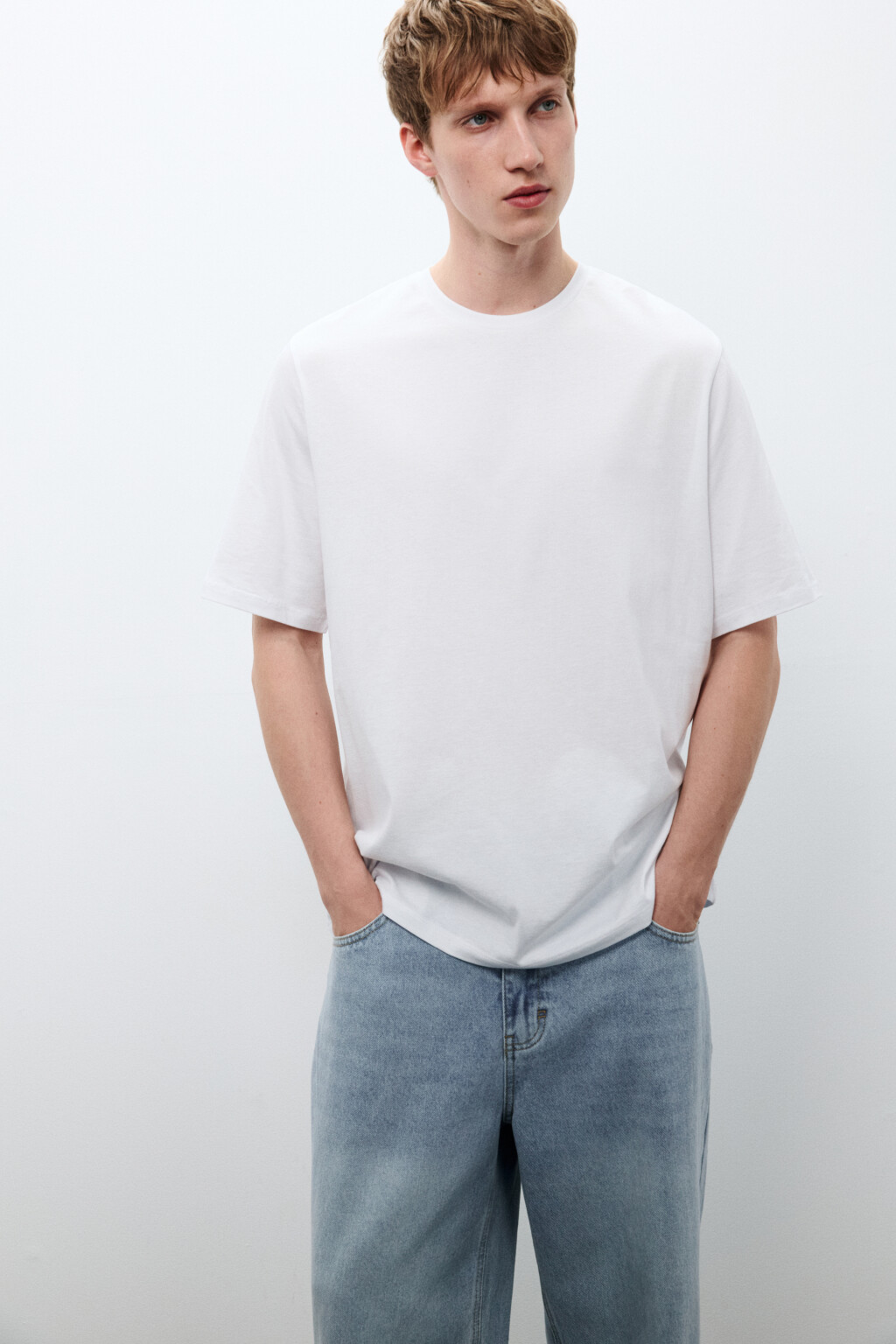 Футболка прямая базовая из хлопка - цвет белый - 1