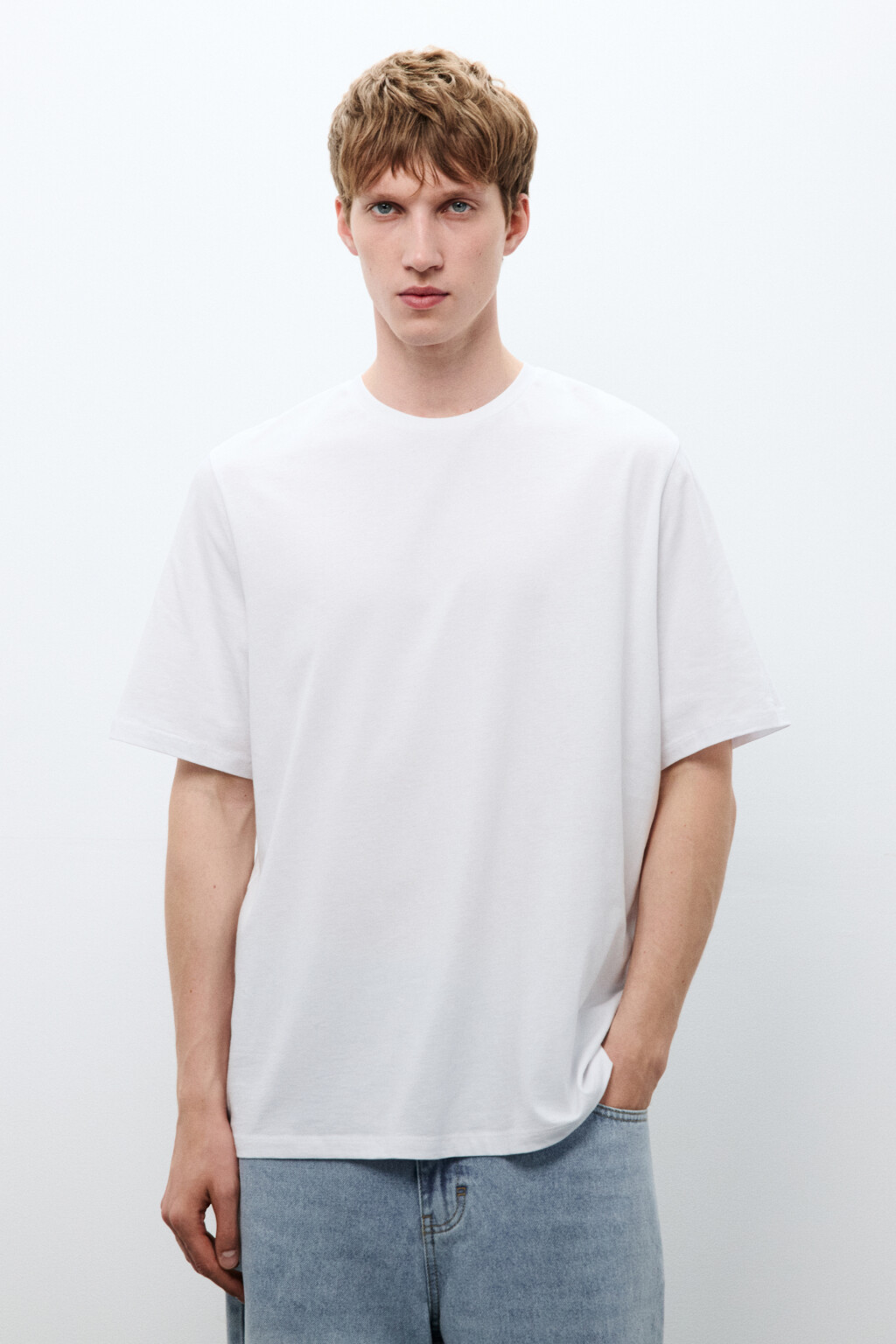 Футболка прямая базовая из хлопка - цвет белый - 2