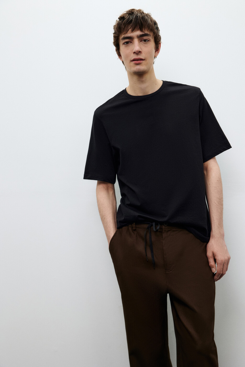 Футболка прямая базовая из хлопка - цвет черный - 1