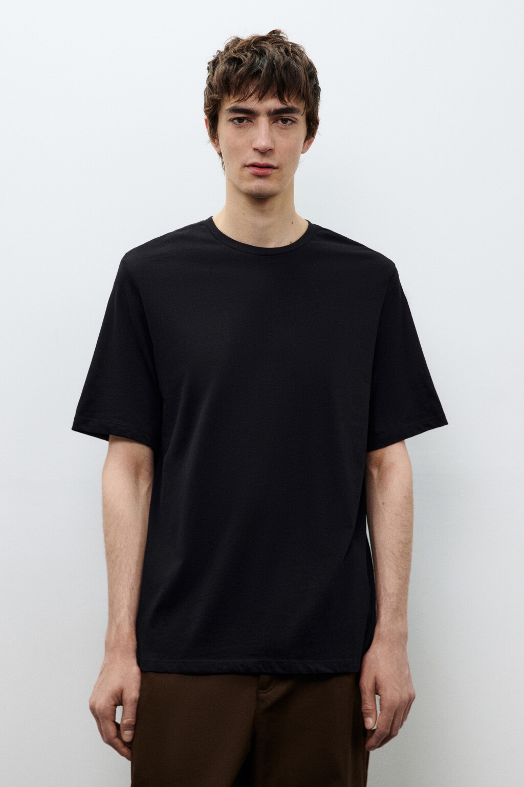 Футболка прямая базовая из хлопка - цвет черный - 2