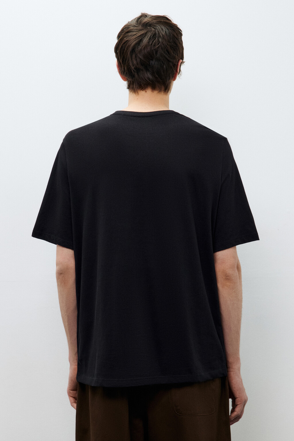 Футболка прямая базовая из хлопка - цвет черный - 3