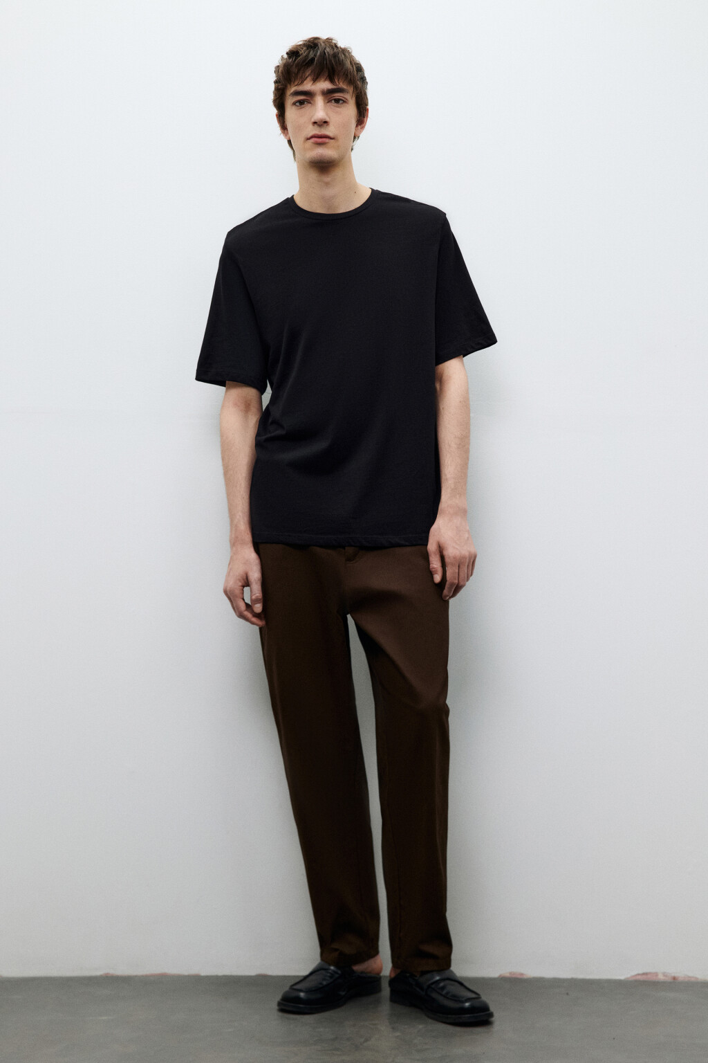 Футболка прямая базовая из хлопка - цвет черный - 4