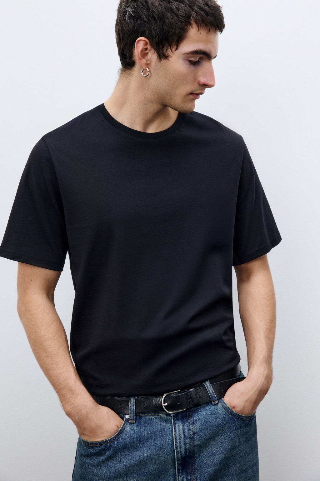 Футболка базовая из хлопка - цвет черный - 2