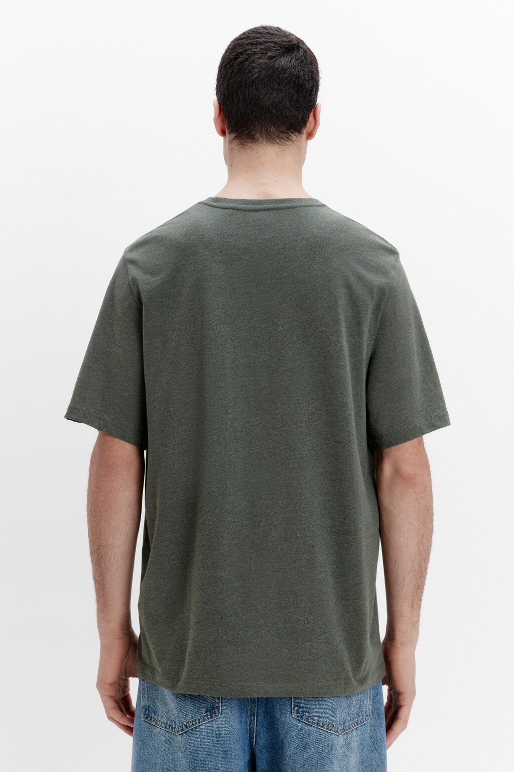 Футболка базовая в меланжевом оттенке - цвет зеленый - 3