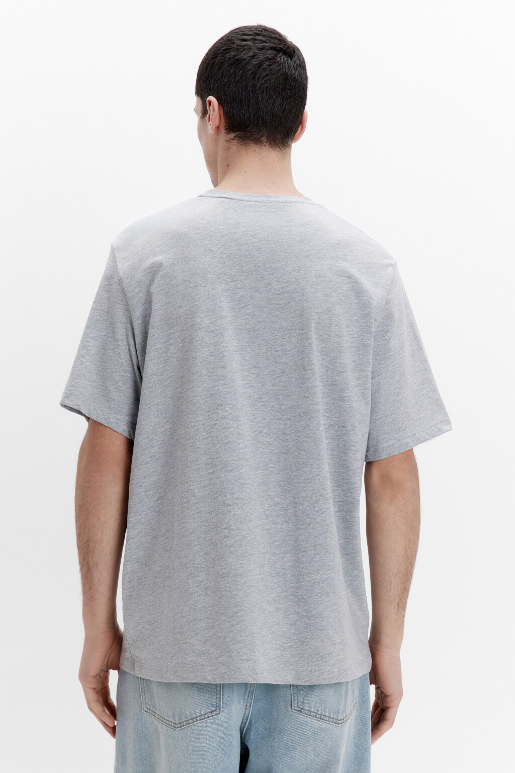 Футболка базовая в меланжевом оттенке - цвет серый - 3