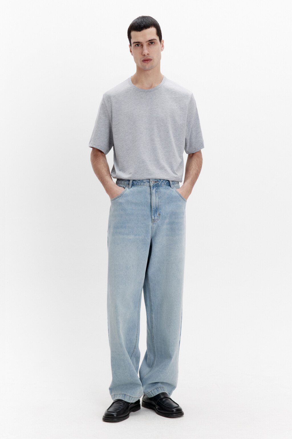 Футболка базовая в меланжевом оттенке - цвет серый - 4