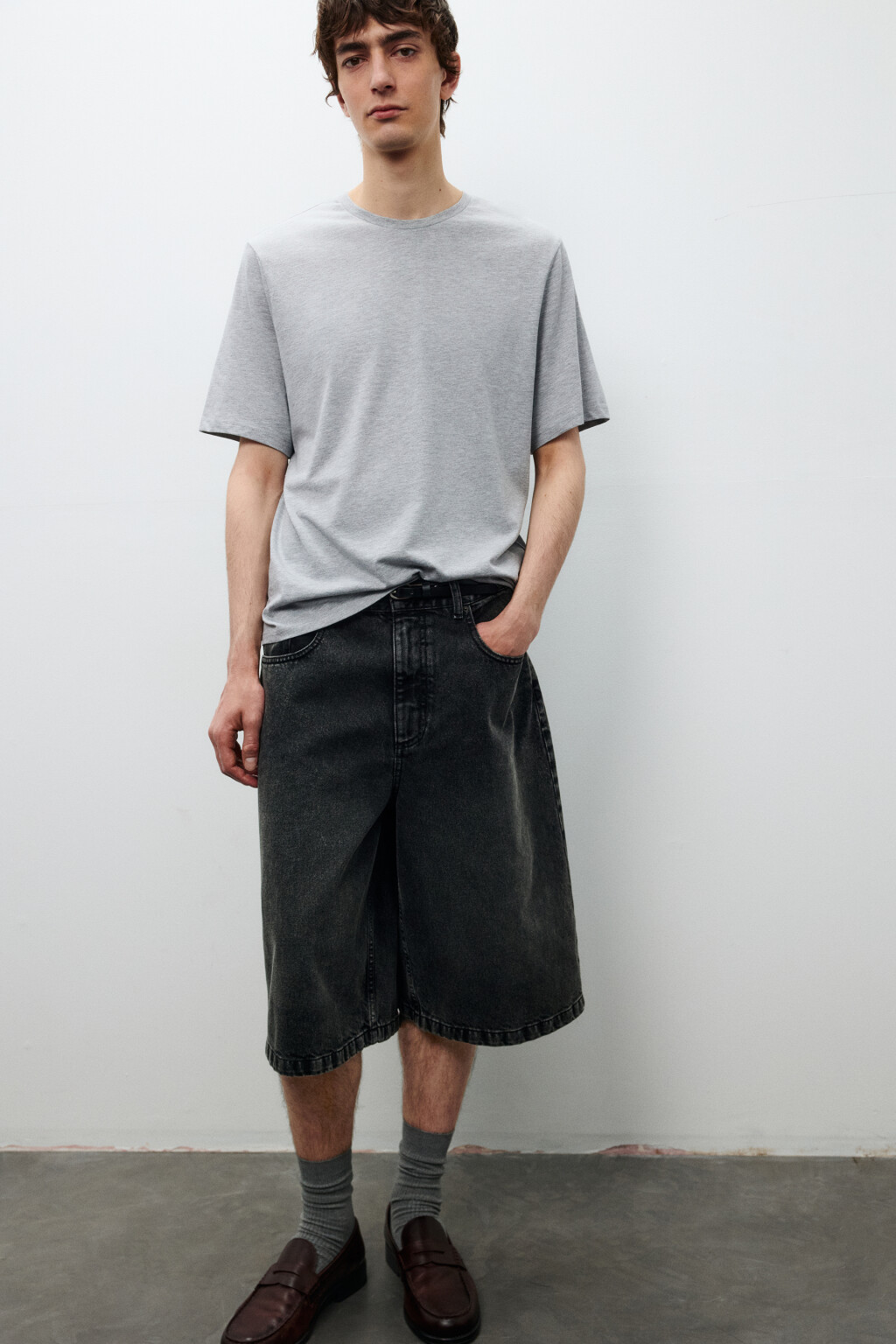 Футболка прямая базовая из хлопка - цвет серый - 1