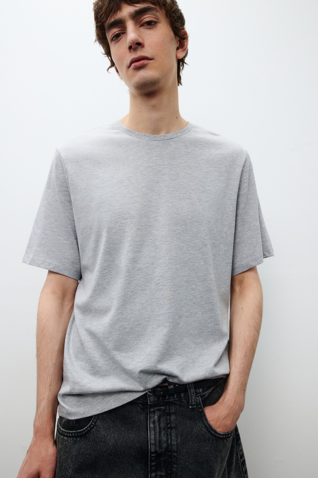 Футболка прямая базовая из хлопка - цвет серый - 2