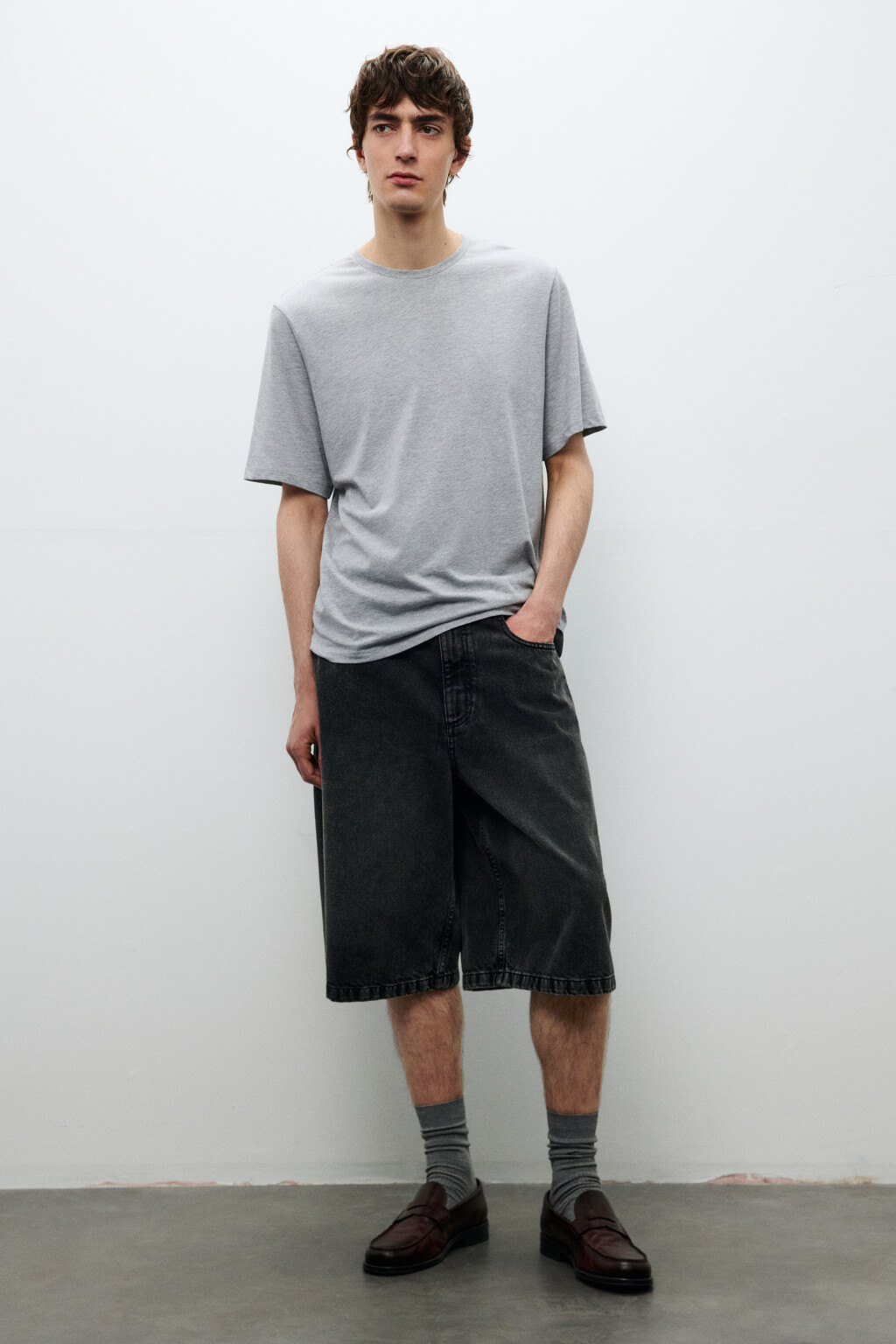 Футболка прямая базовая из хлопка - цвет серый - 5