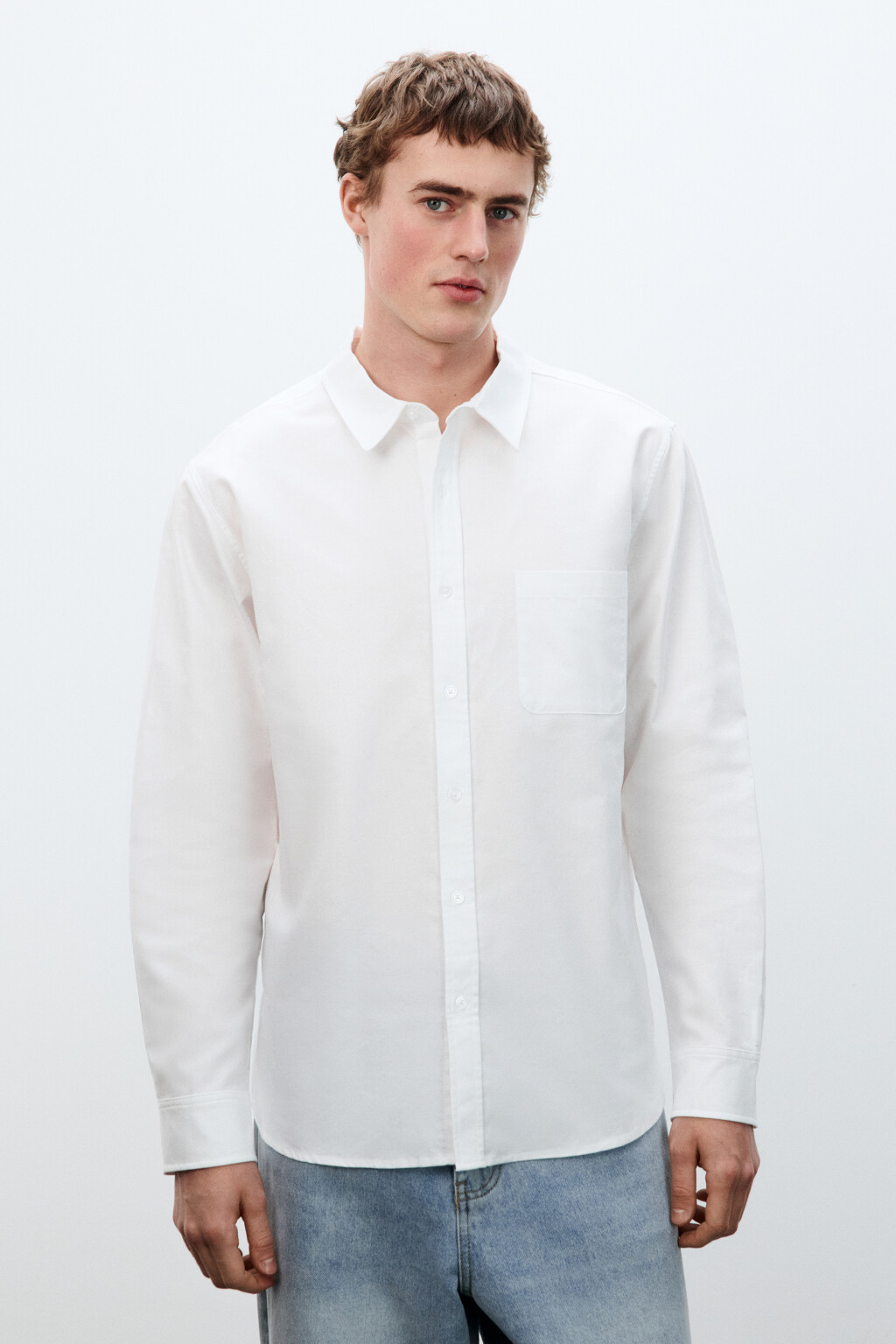 Рубашка классическая прямая - цвет белый - 4