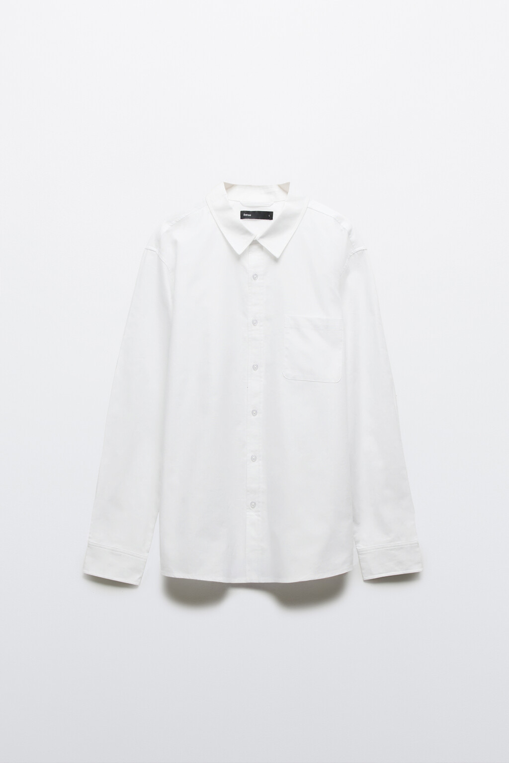 Рубашка классическая прямая с карманом - цвет белый - 1