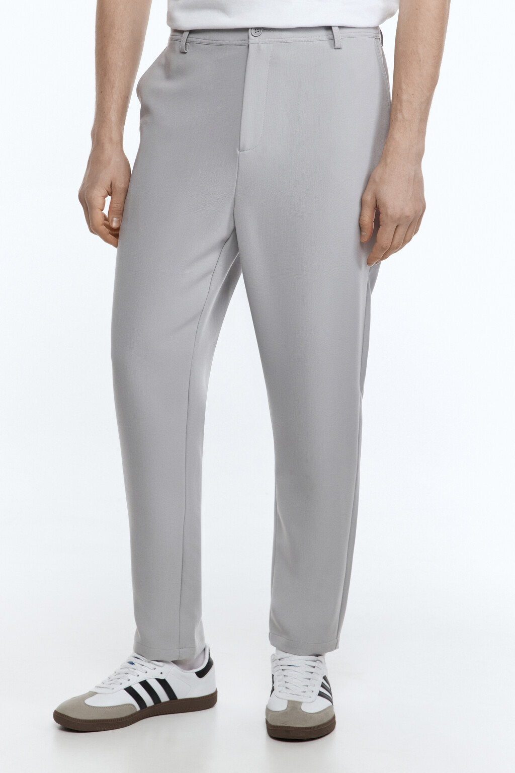 Брюки прямые костюмные классического кроя - цвет серый - 1
