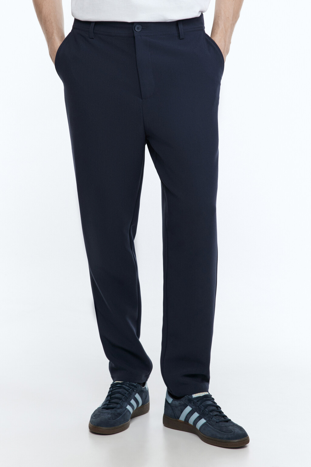 Брюки прямые костюмные классического кроя - цвет синий - 2