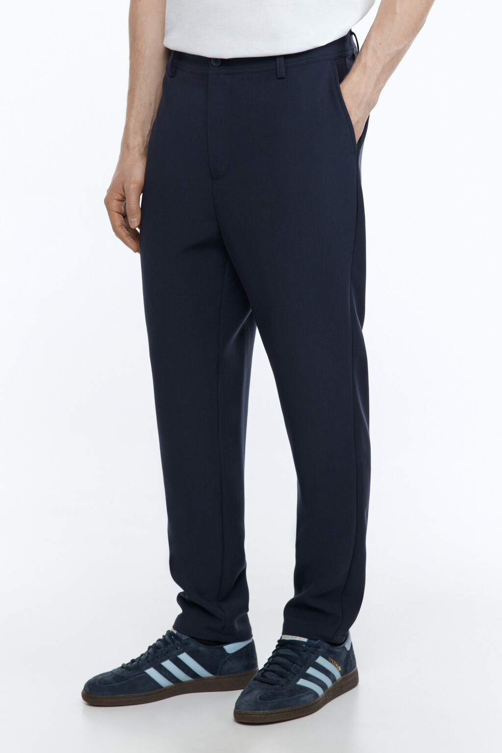 Брюки прямые костюмные классического кроя - цвет синий - 3