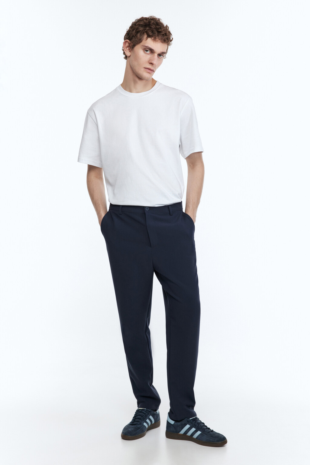 Брюки прямые костюмные классического кроя - цвет синий - 5