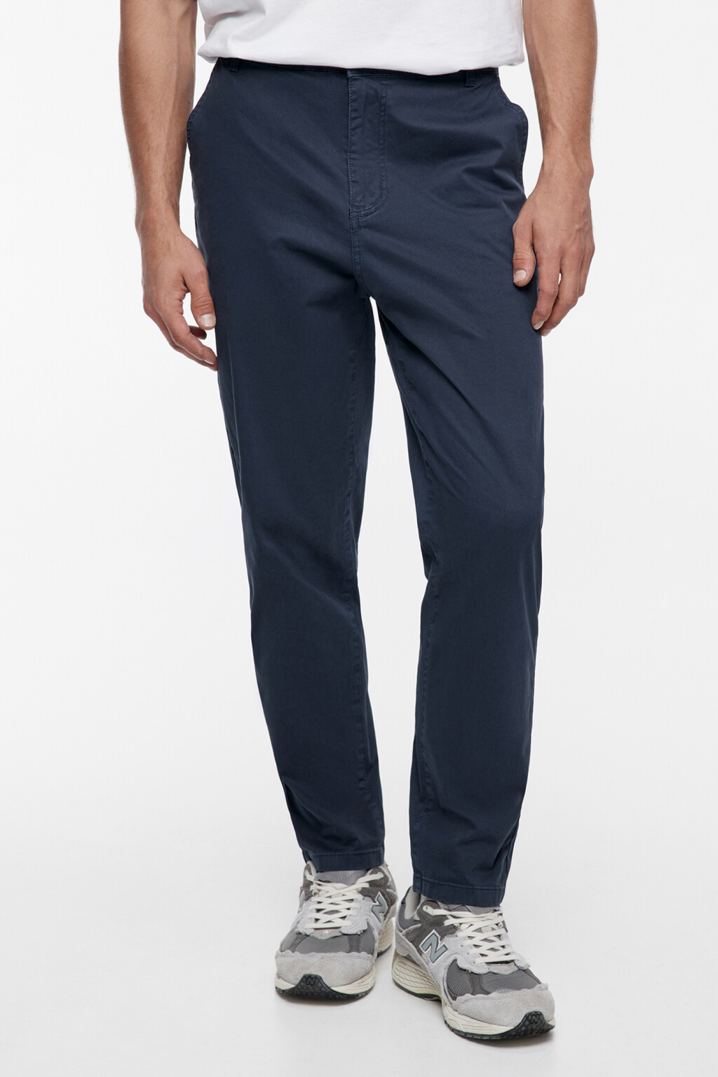 Брюки-чинос хлопковые зауженные со средней посадкой - цвет синий - 1