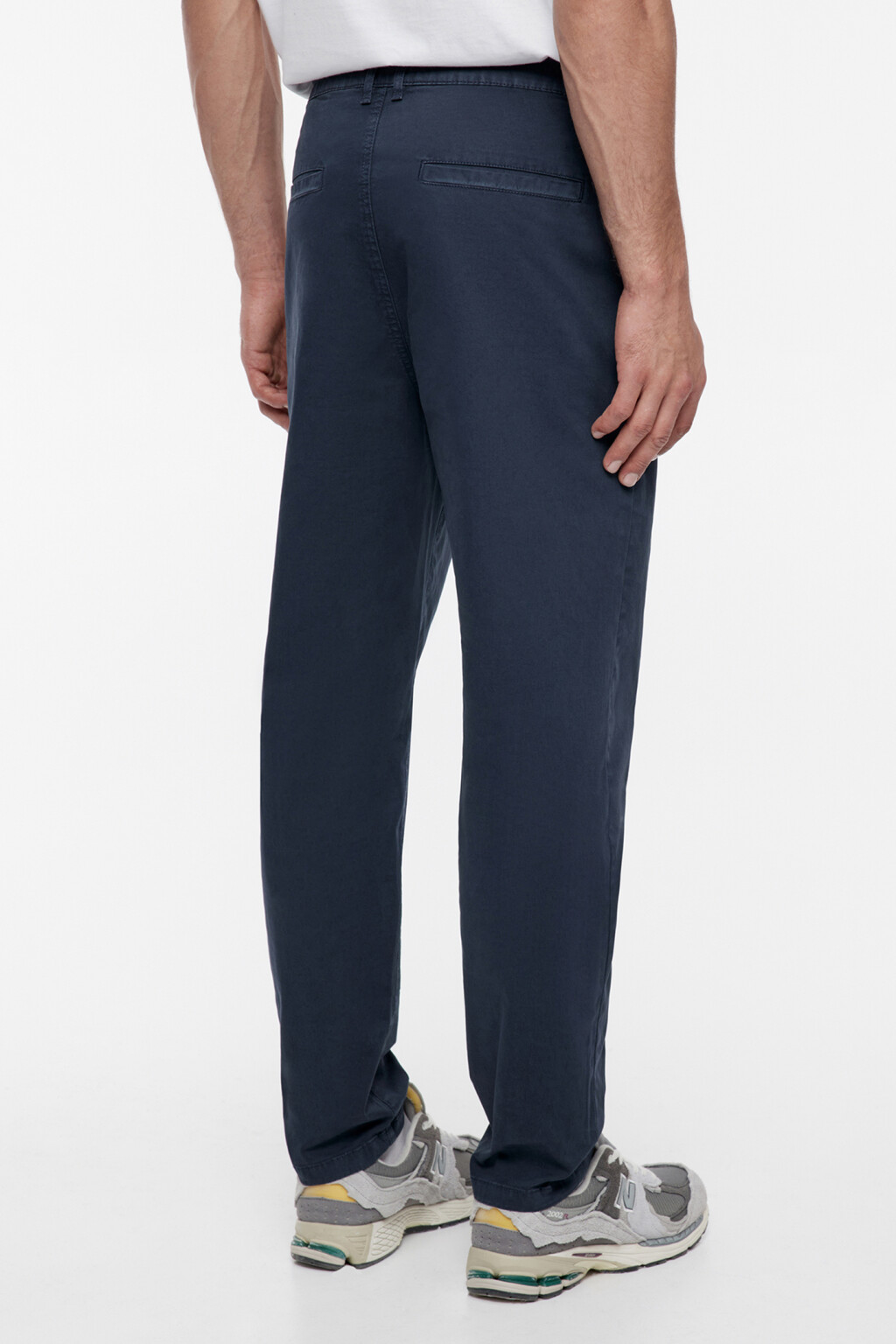 Брюки-чинос хлопковые зауженные со средней посадкой - цвет синий - 3