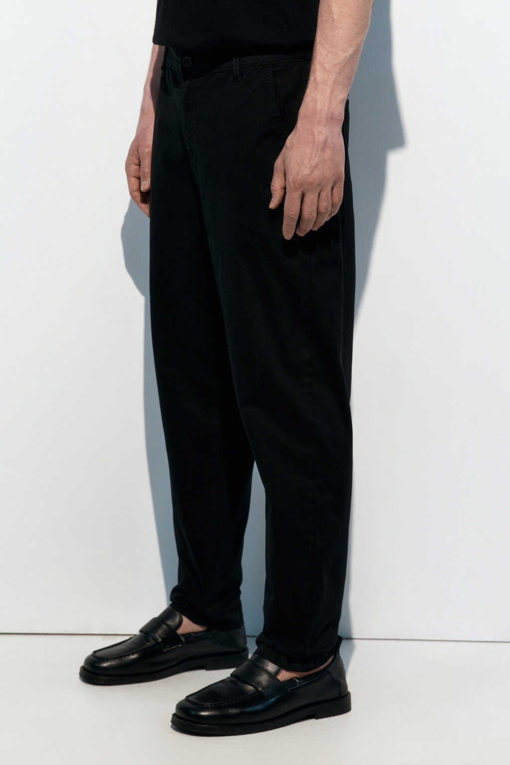Брюки-чинос хлопковые со средней посадкой - цвет черный - 3