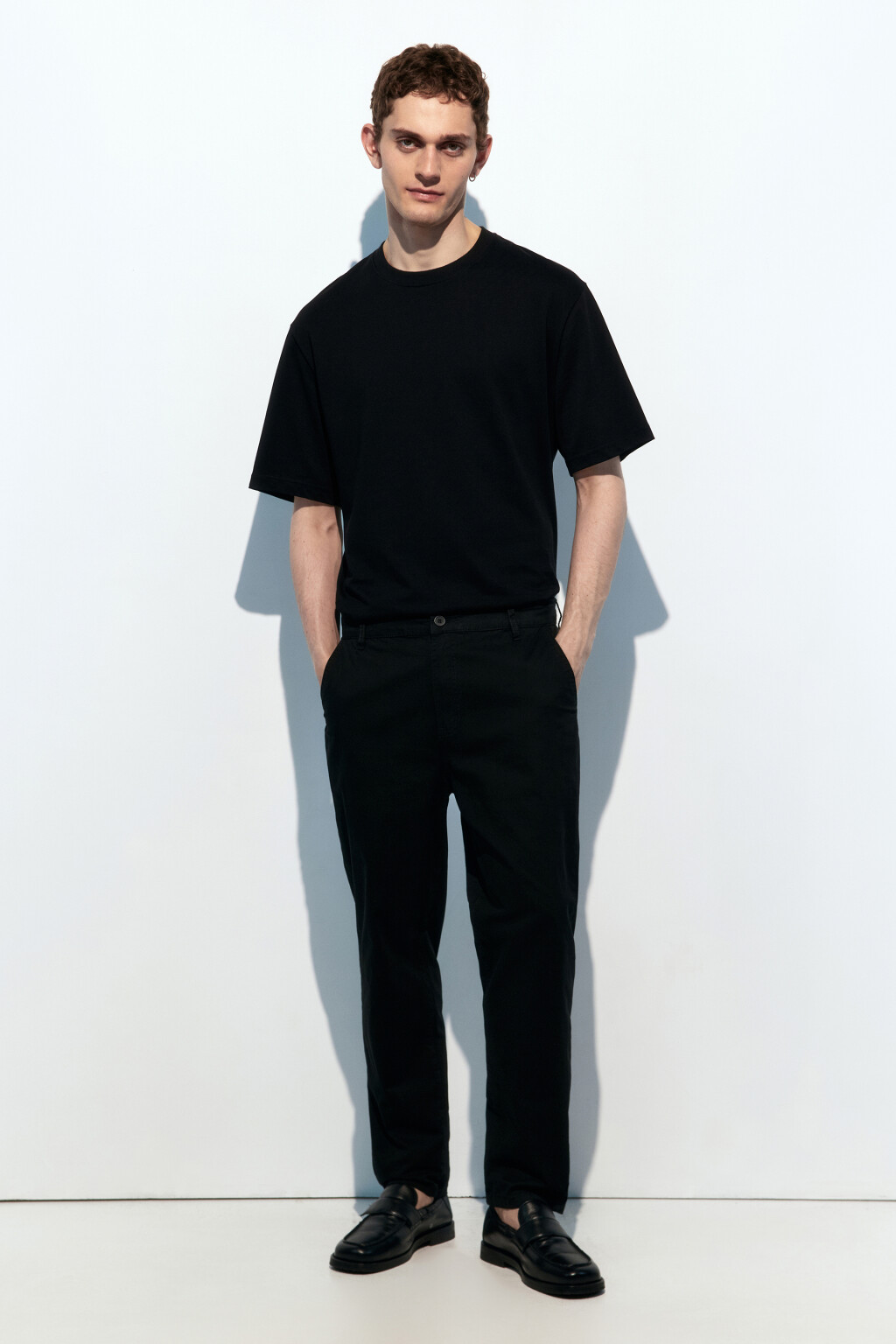 Брюки-чинос хлопковые со средней посадкой - цвет черный - 5
