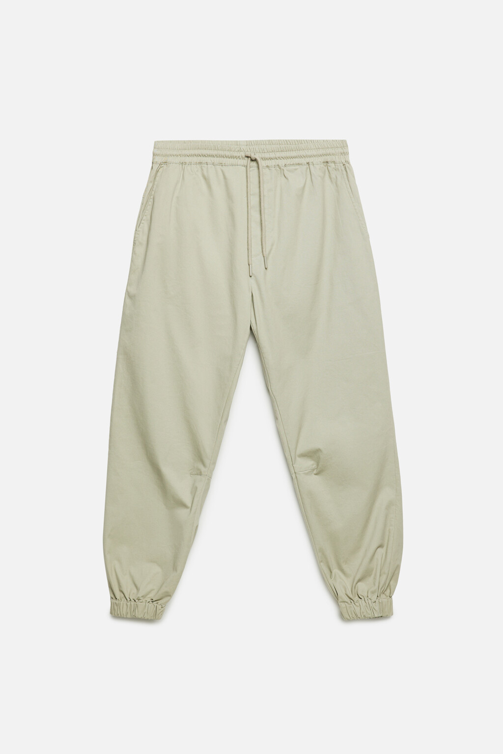 Брюки-джоггеры хлопковые базовые с поясом на завязках - цвет зеленый - 7
