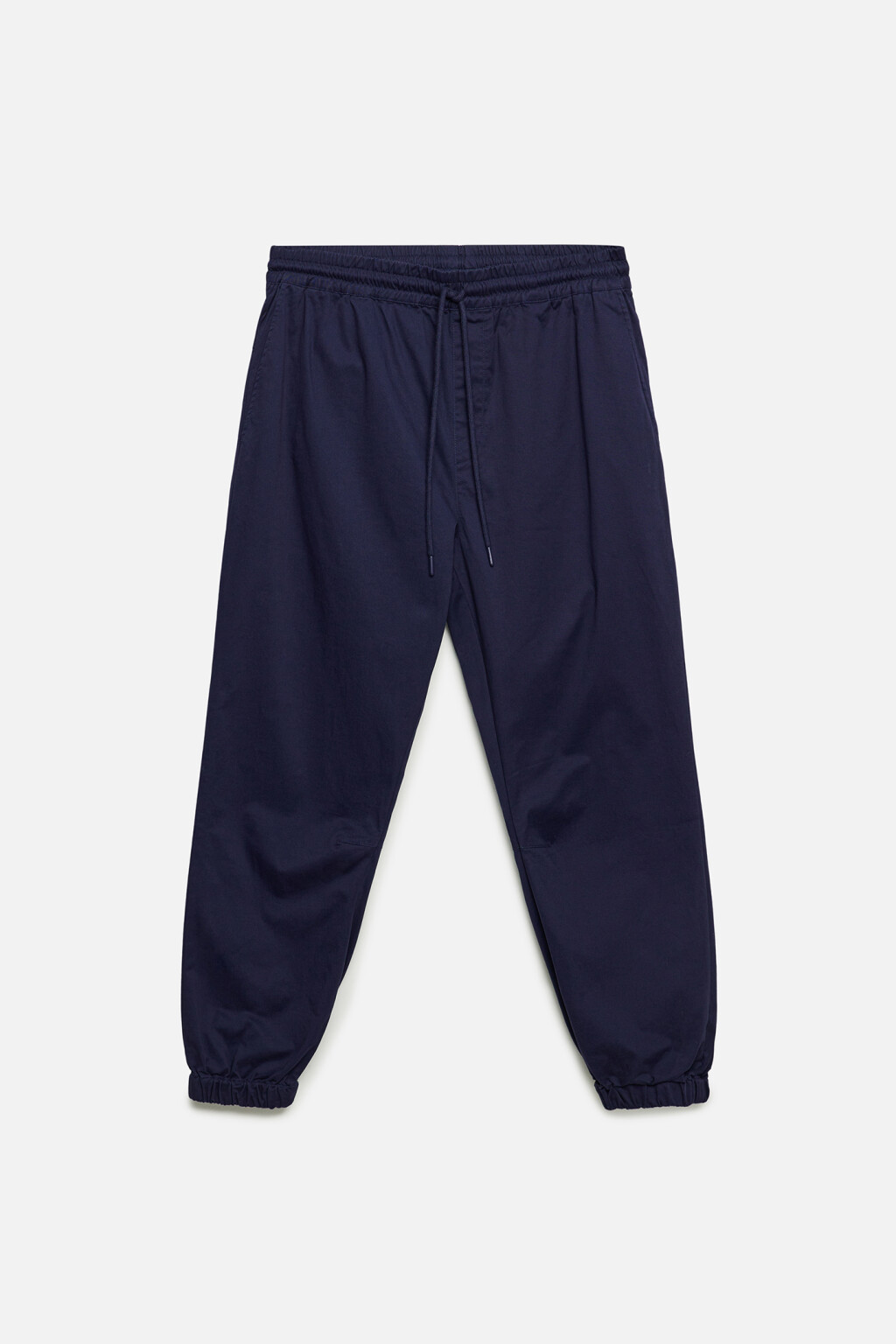 Брюки-джоггеры хлопковые базовые с поясом на завязках - цвет синий - 11