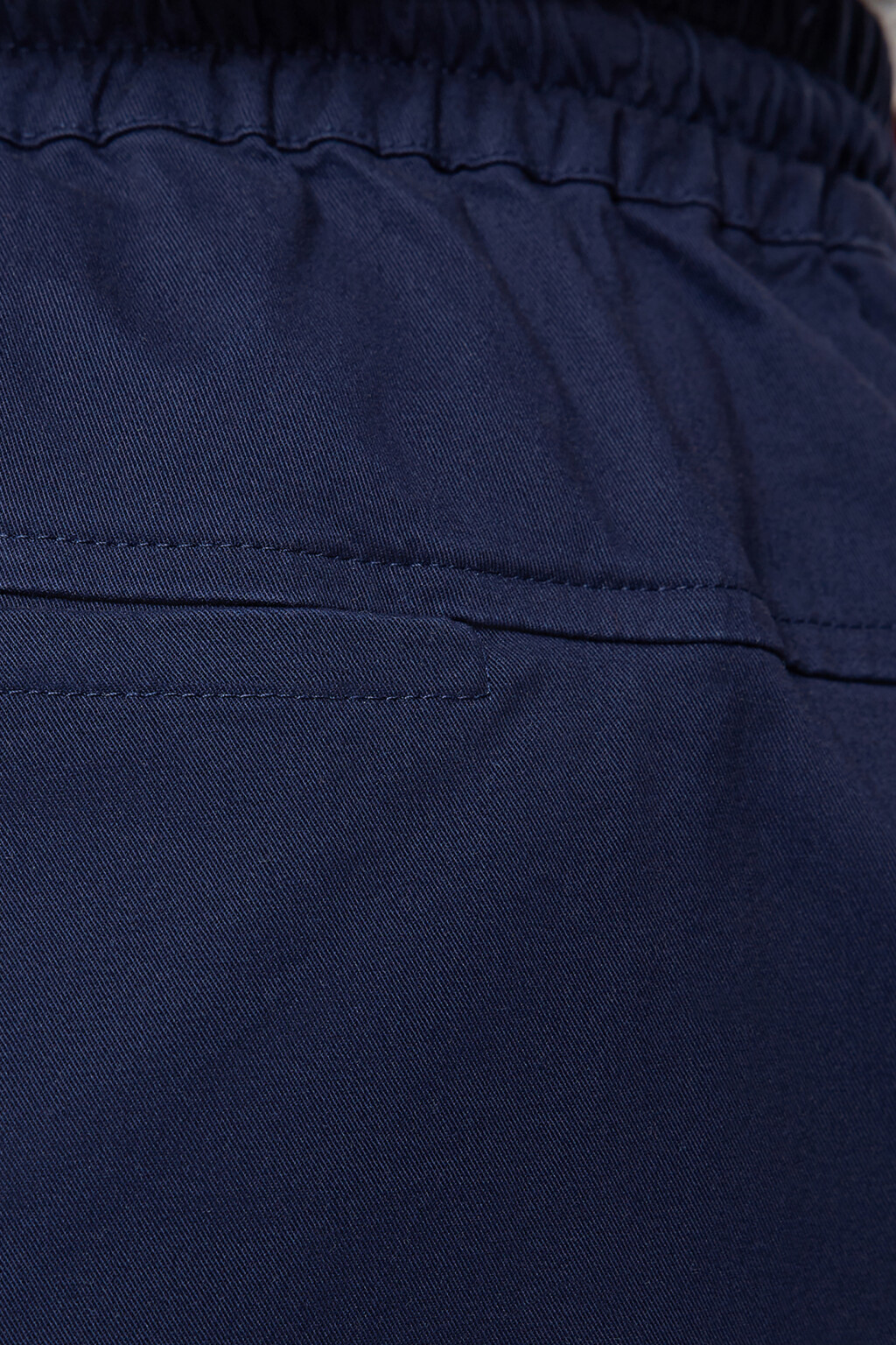 Брюки-джоггеры хлопковые базовые с поясом на завязках - цвет синий - 6