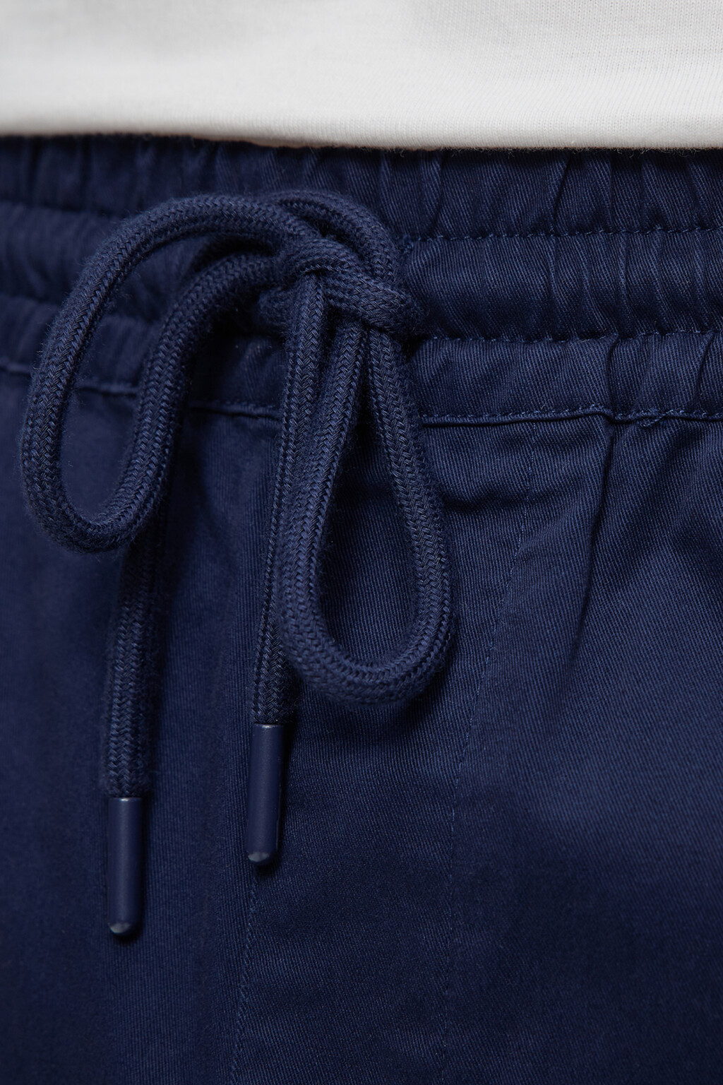 Брюки-джоггеры хлопковые базовые с поясом на завязках - цвет синий - 7