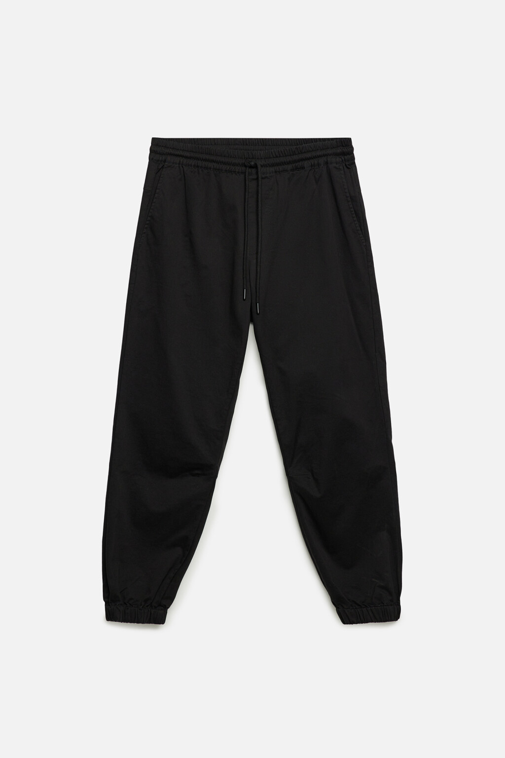 Брюки-джоггеры хлопковые базовые с поясом на завязках - цвет черный - 10