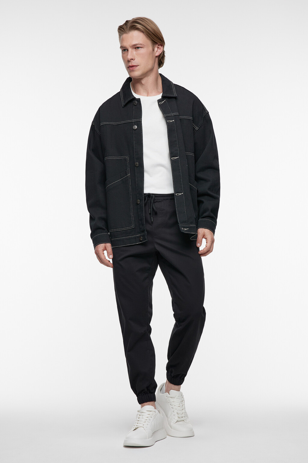 Брюки-джоггеры хлопковые базовые с поясом на завязках mancottonjogger ...
