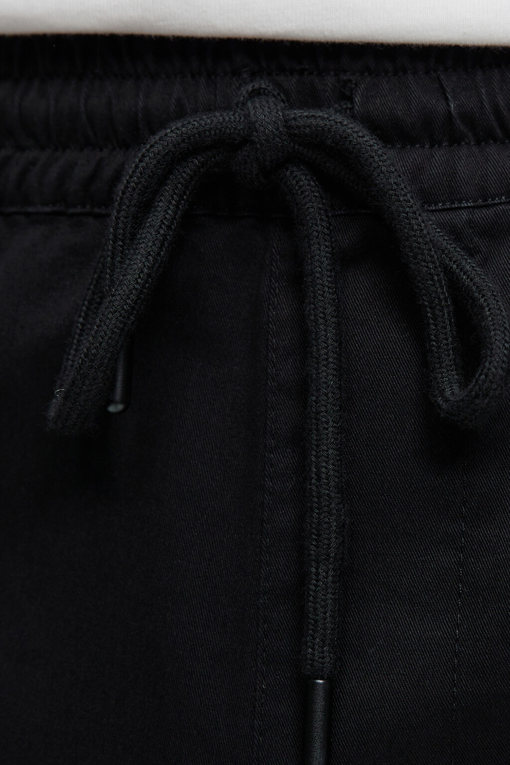 Брюки-джоггеры хлопковые базовые с поясом на завязках - цвет черный - 5