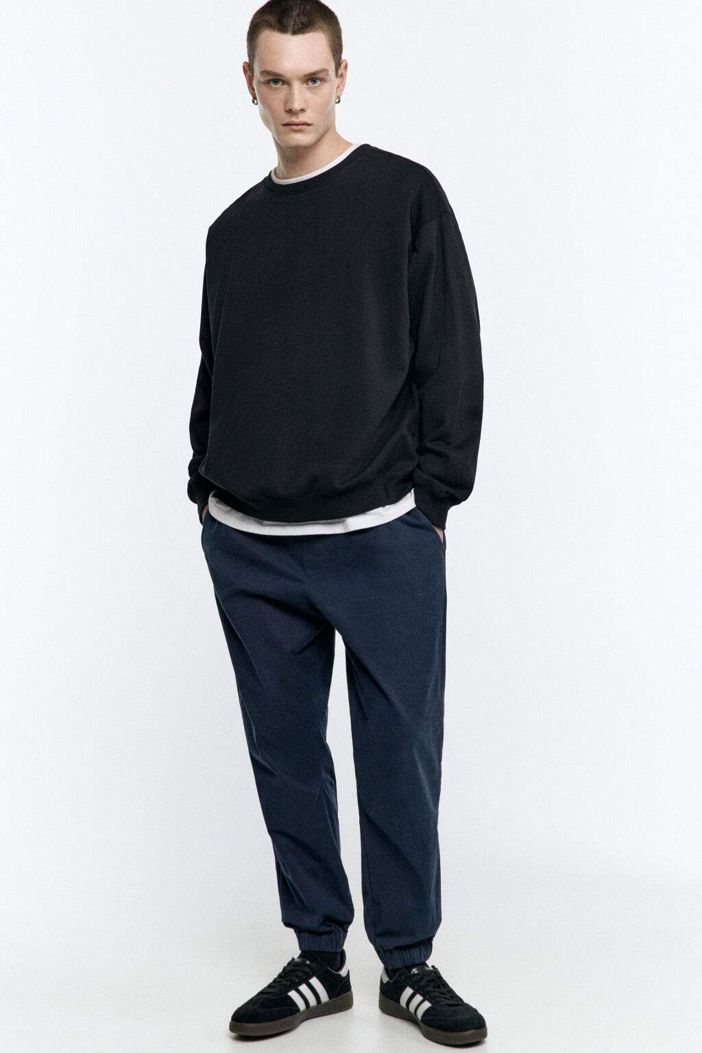 Брюки-джоггеры трикотажные базовые - цвет синий - 1
