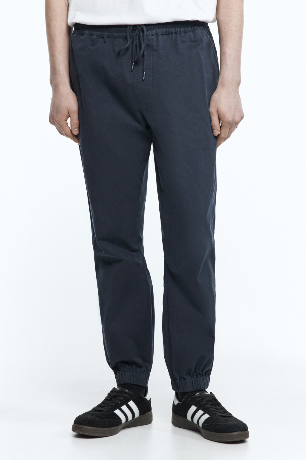 Брюки-джоггеры трикотажные базовые - цвет синий - 2