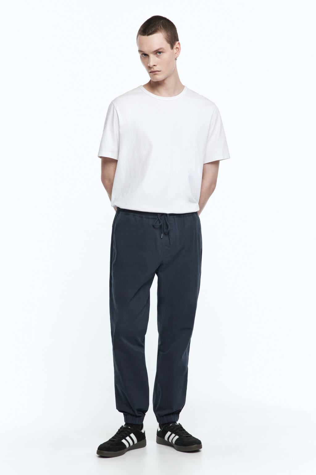 Брюки-джоггеры трикотажные базовые - цвет синий - 5