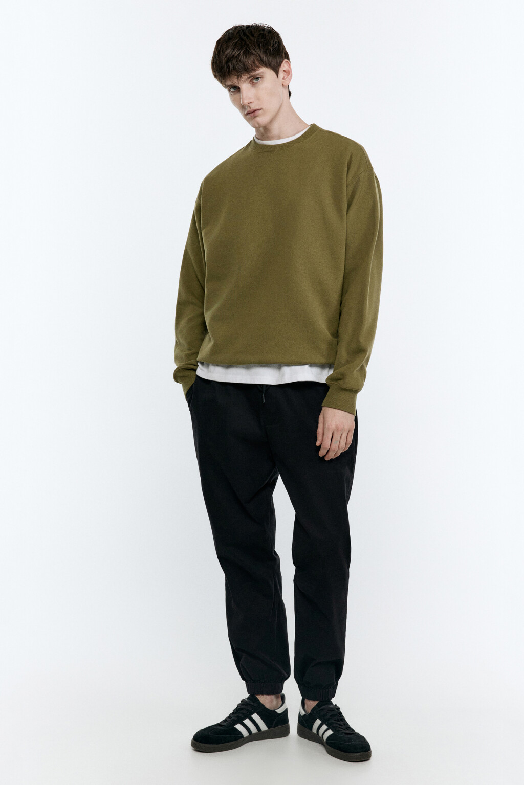 Брюки-джоггеры трикотажные базовые - цвет черный - 1