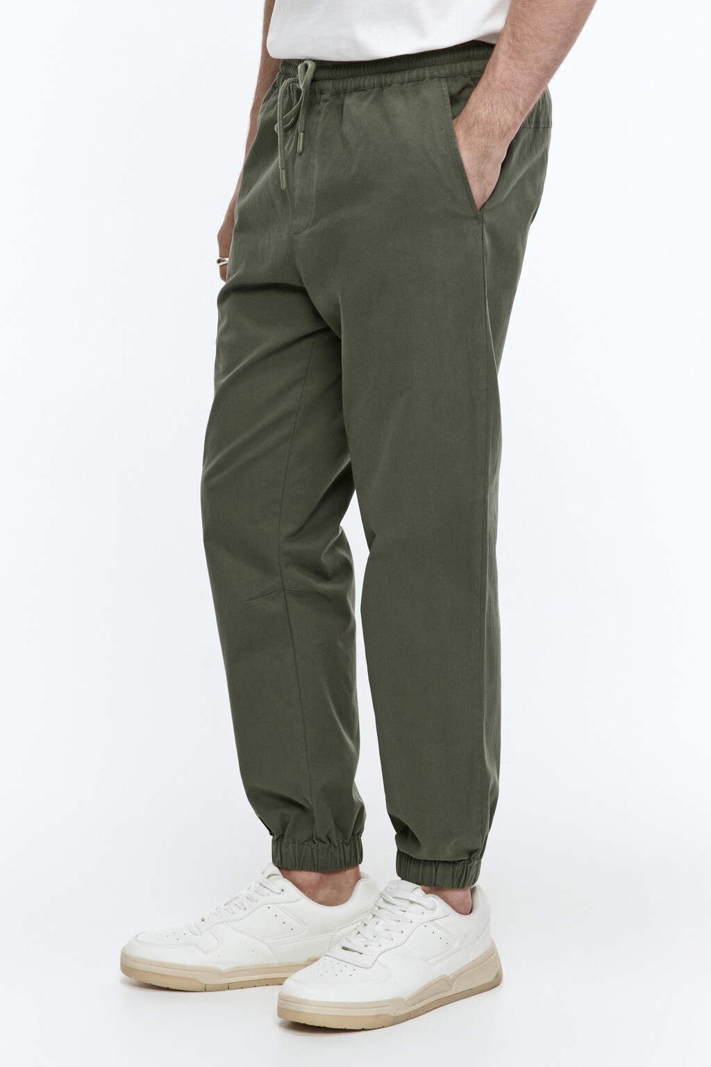 Брюки-джоггеры текстильные базовые - цвет зеленый - 3