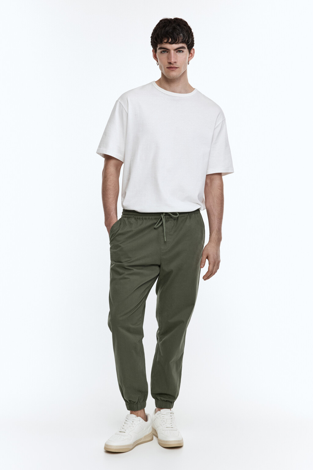 Брюки-джоггеры текстильные базовые - цвет зеленый - 1