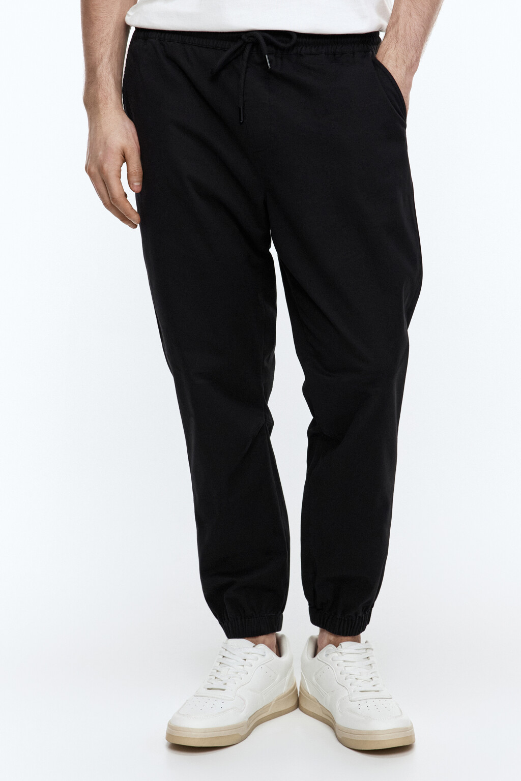 Брюки-джоггеры текстильные базовые - цвет черный - 1