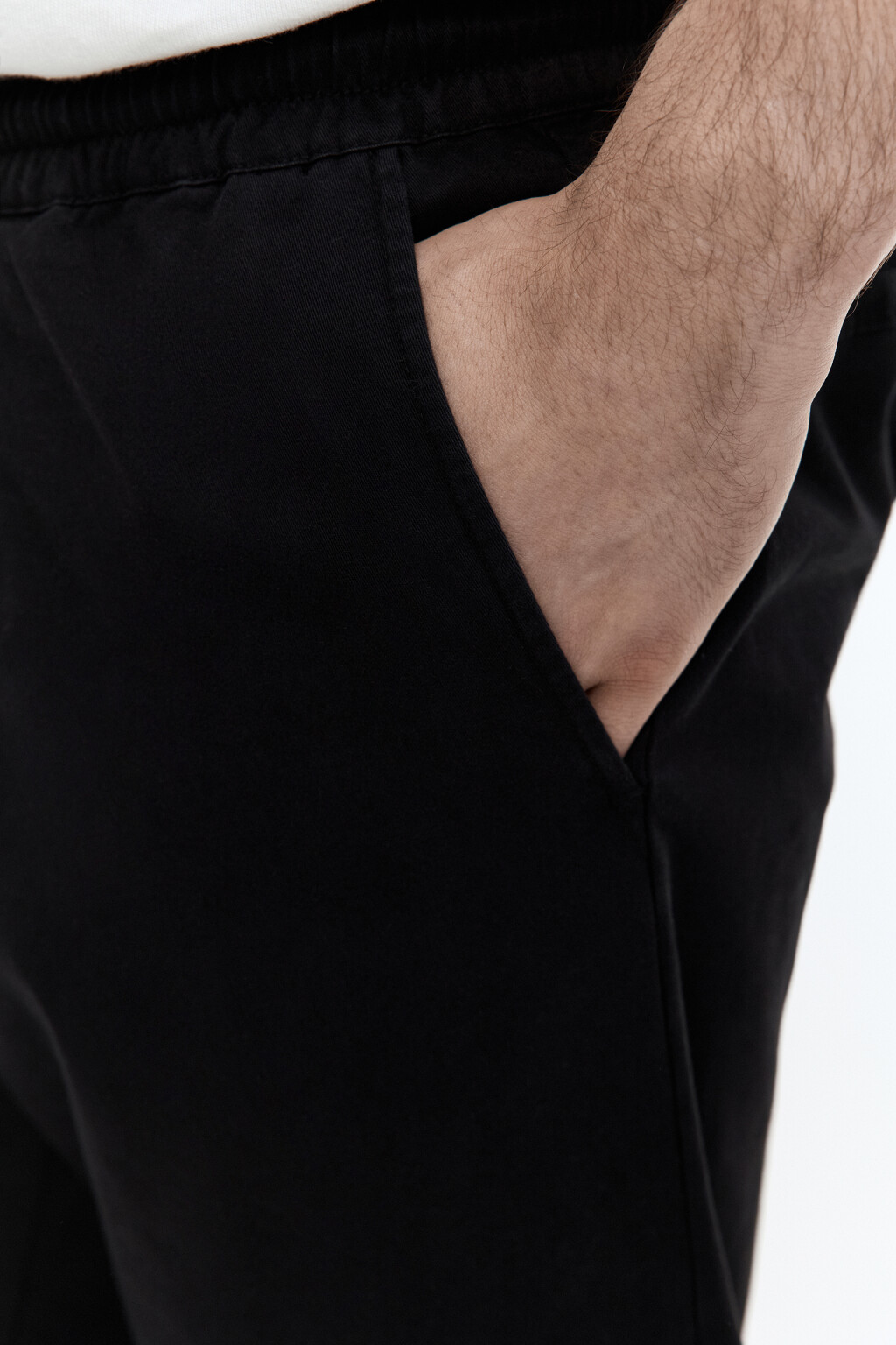 Брюки-джоггеры текстильные базовые - цвет черный - 5