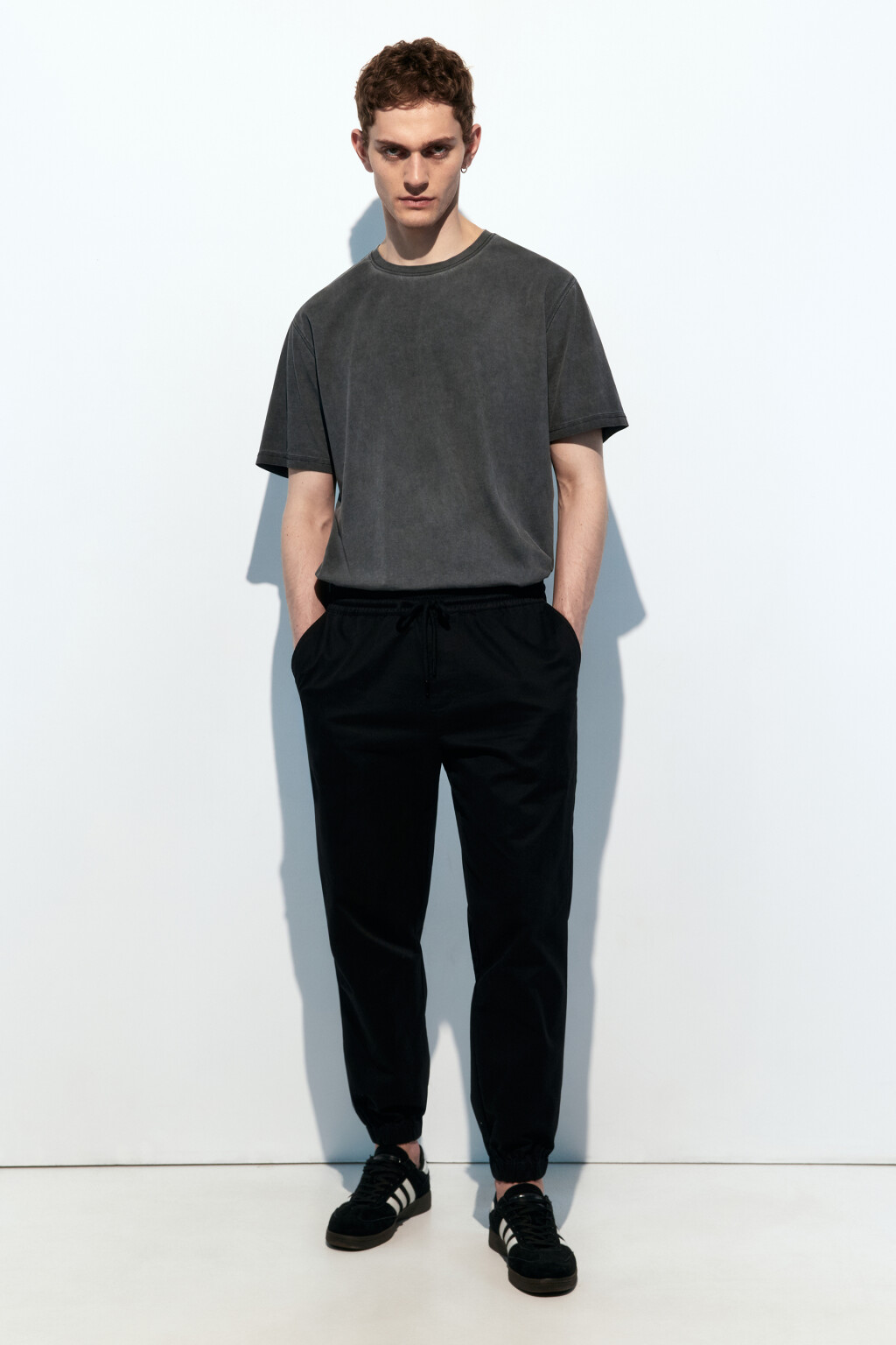 Брюки-джоггеры хлопковые базовые - цвет черный - 5